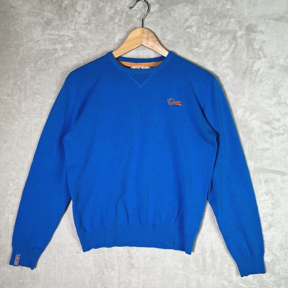 Vintage Diesel Knit Sweater Mens M Blue Minimalist Y2K‎ Crewneck Pullover